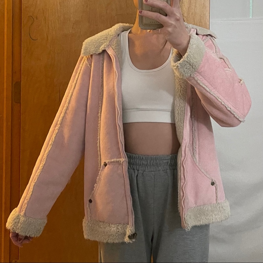 VINTAGE PINK SHERPA COAT